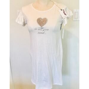 Jessica Simpson beige love need tshirt Nightgown sleep shirt youth girls 12